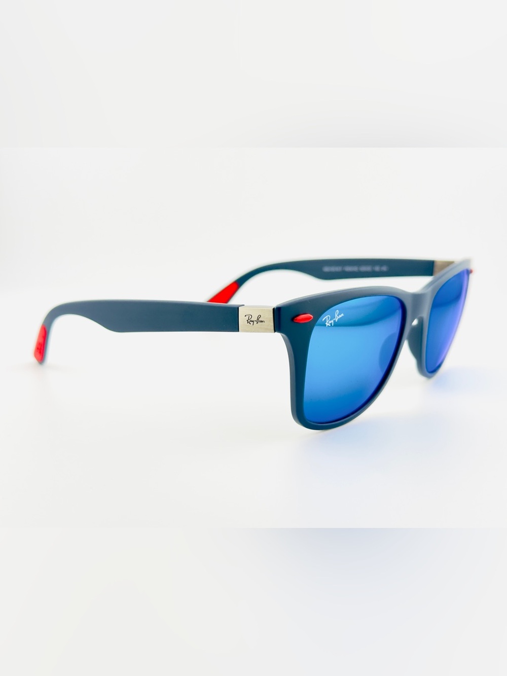 Ray-Ban Scuderia Ferrari Sunglasses RB4195M Matte Gray Frame Blue Mirror Lenses - Picture 9 of 15